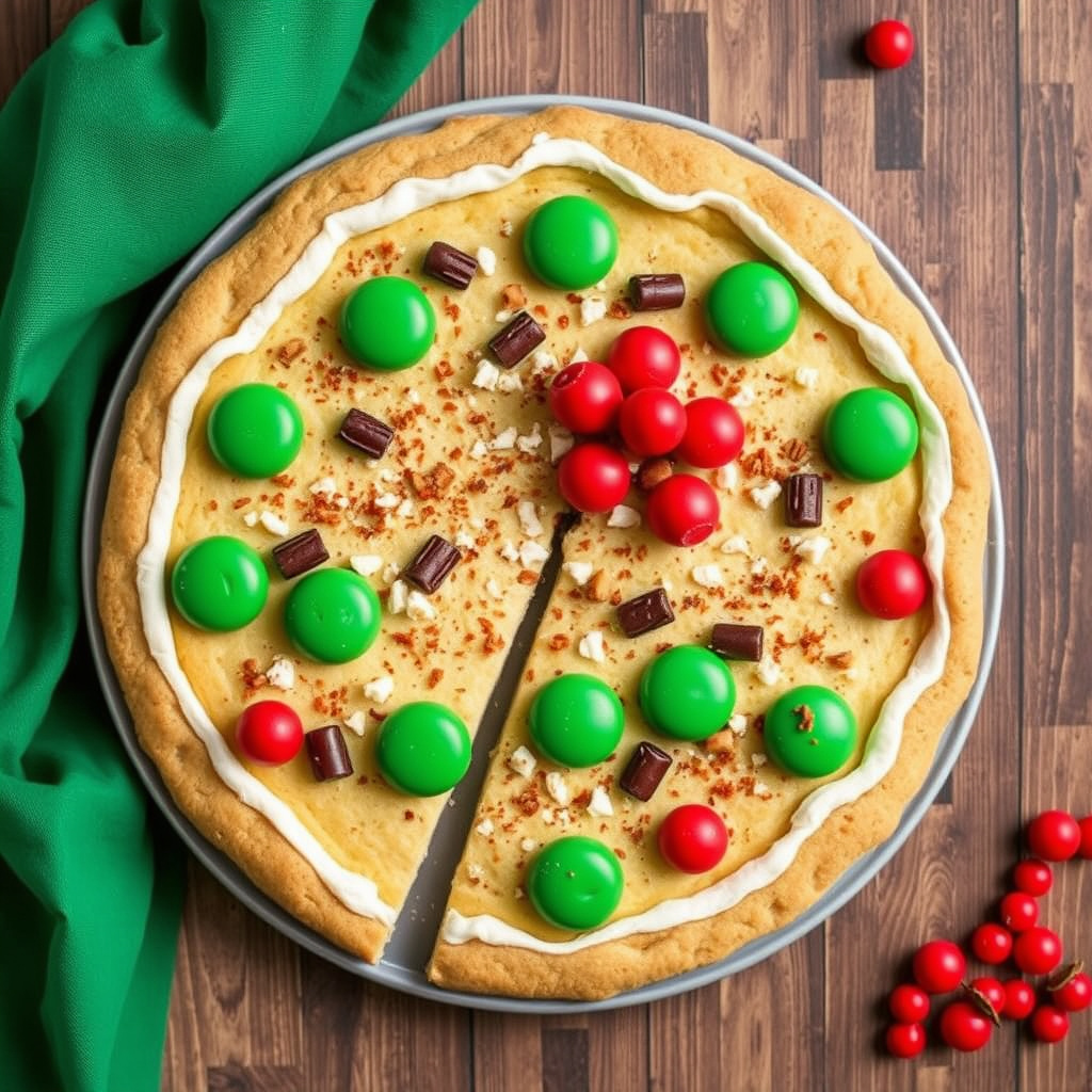 Julekakepizza med marshmallows og fudge