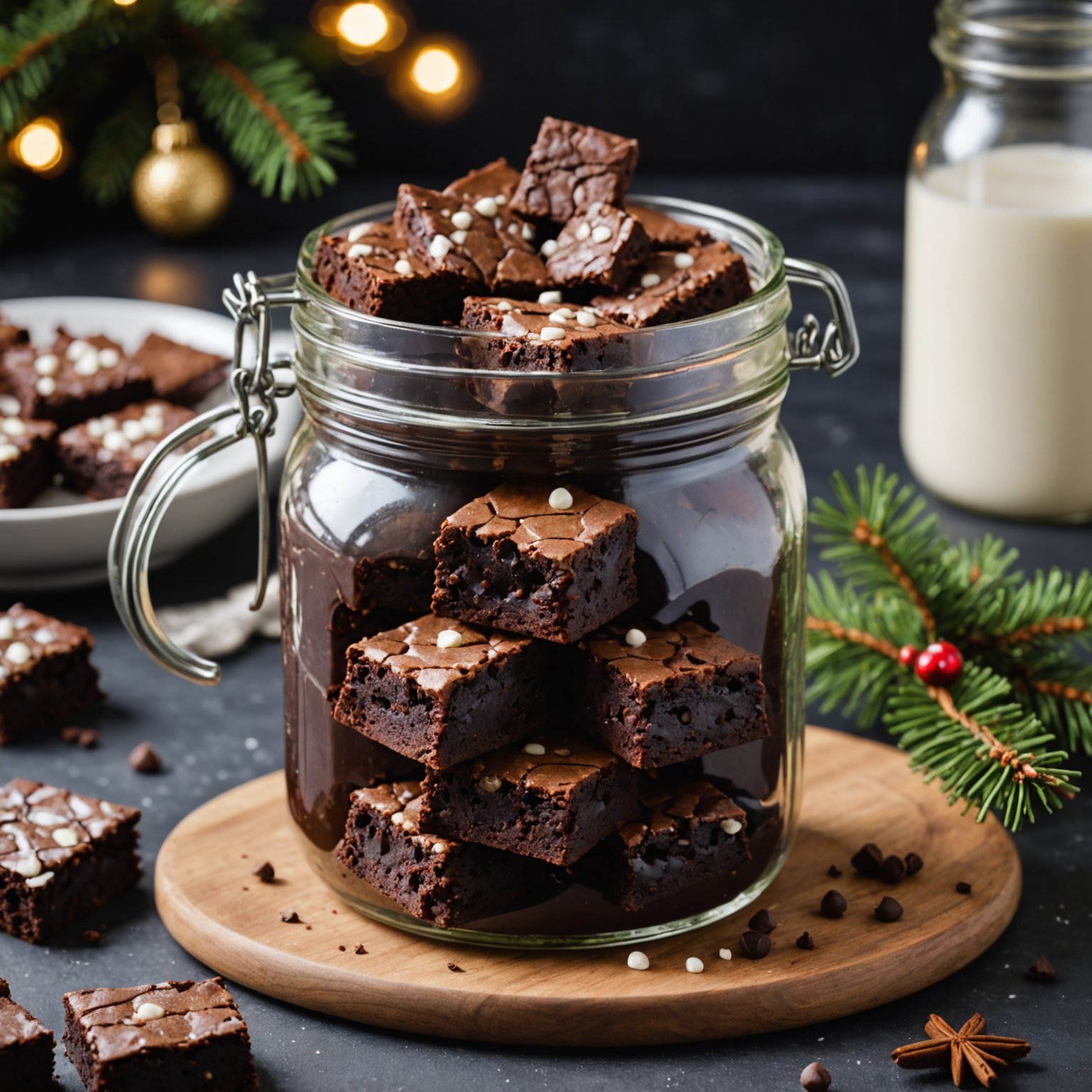 Julebrownie i glasskrukke (klar til baking)