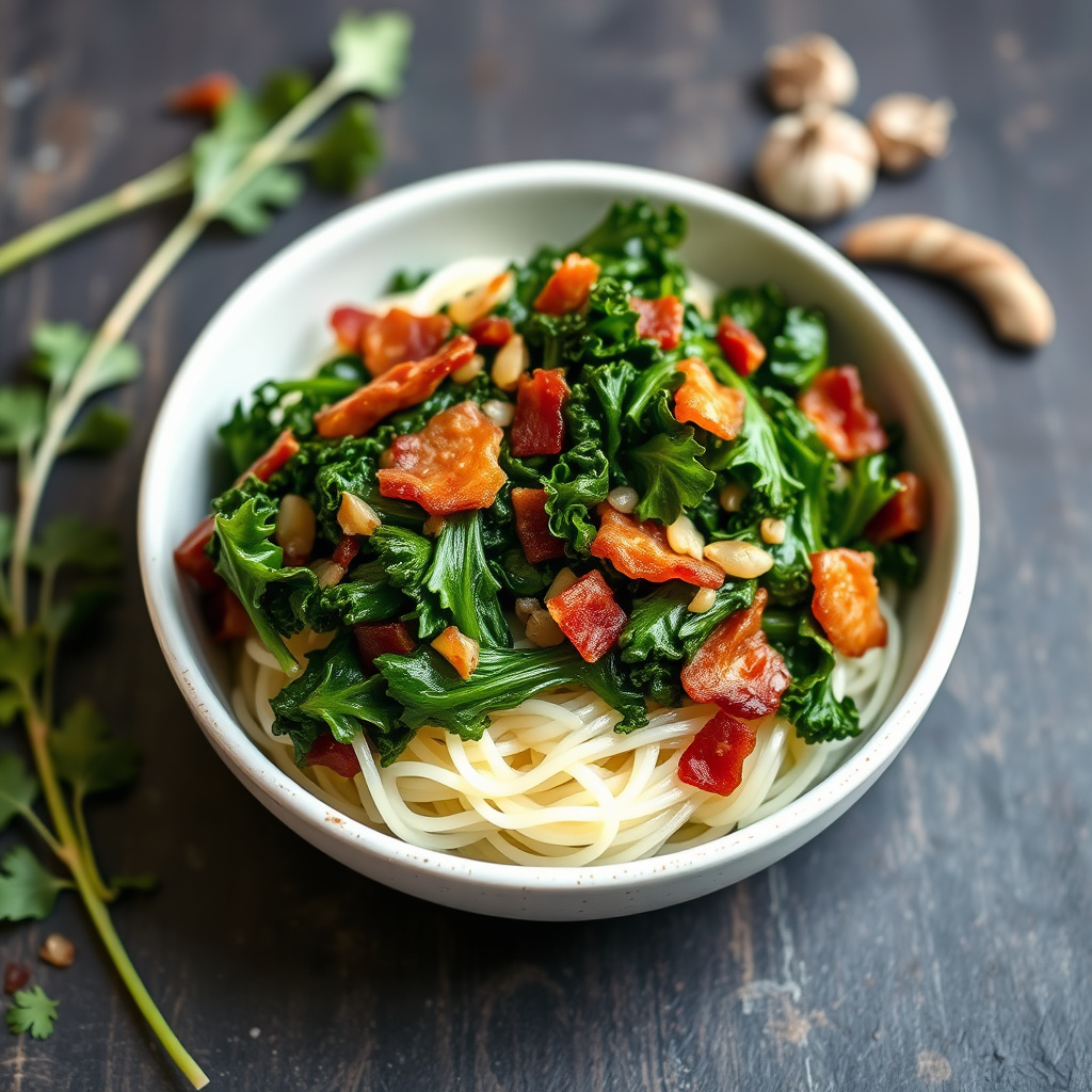 Kål med hvitløk og bacon