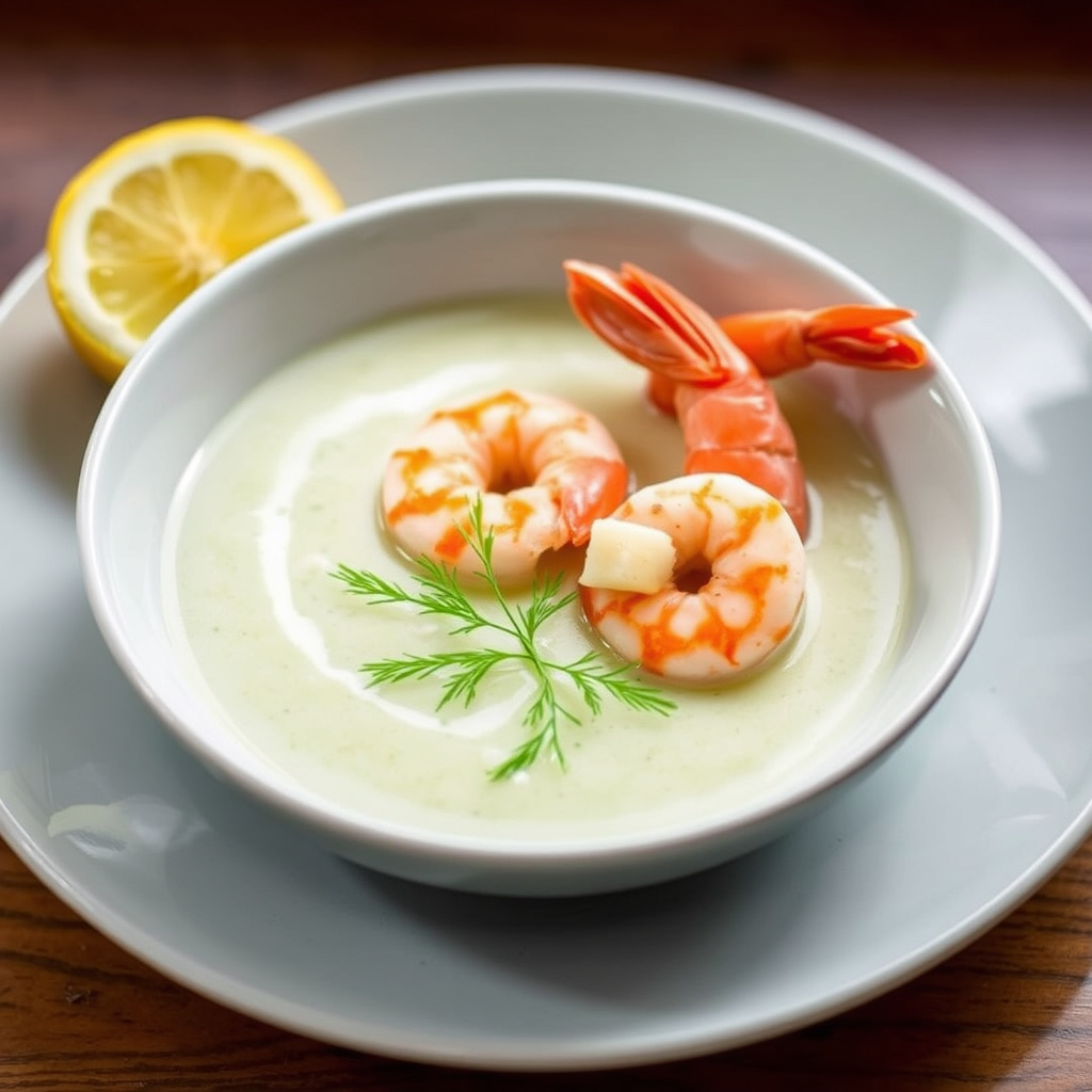 Kald agurksuppe med kulturmelk, dill og vermutreker