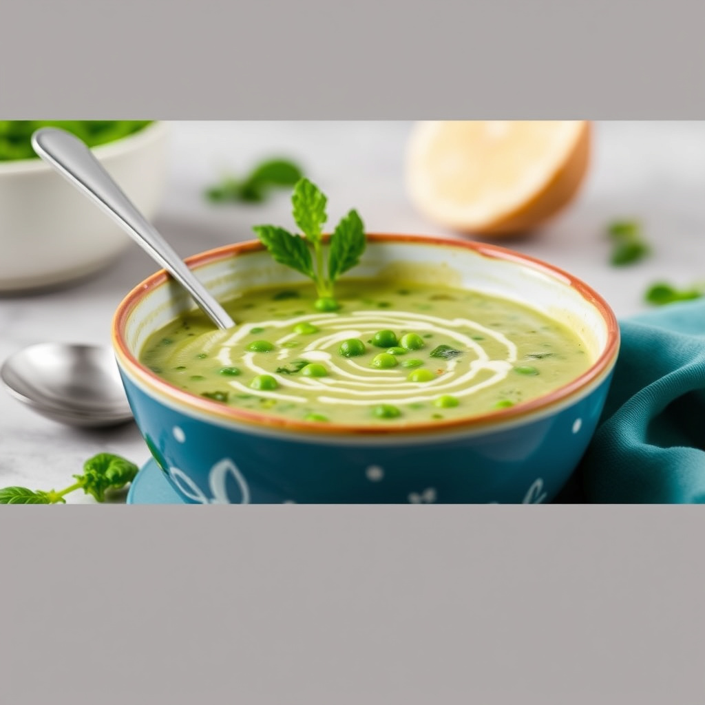 Kald erte- og spinatsuppe