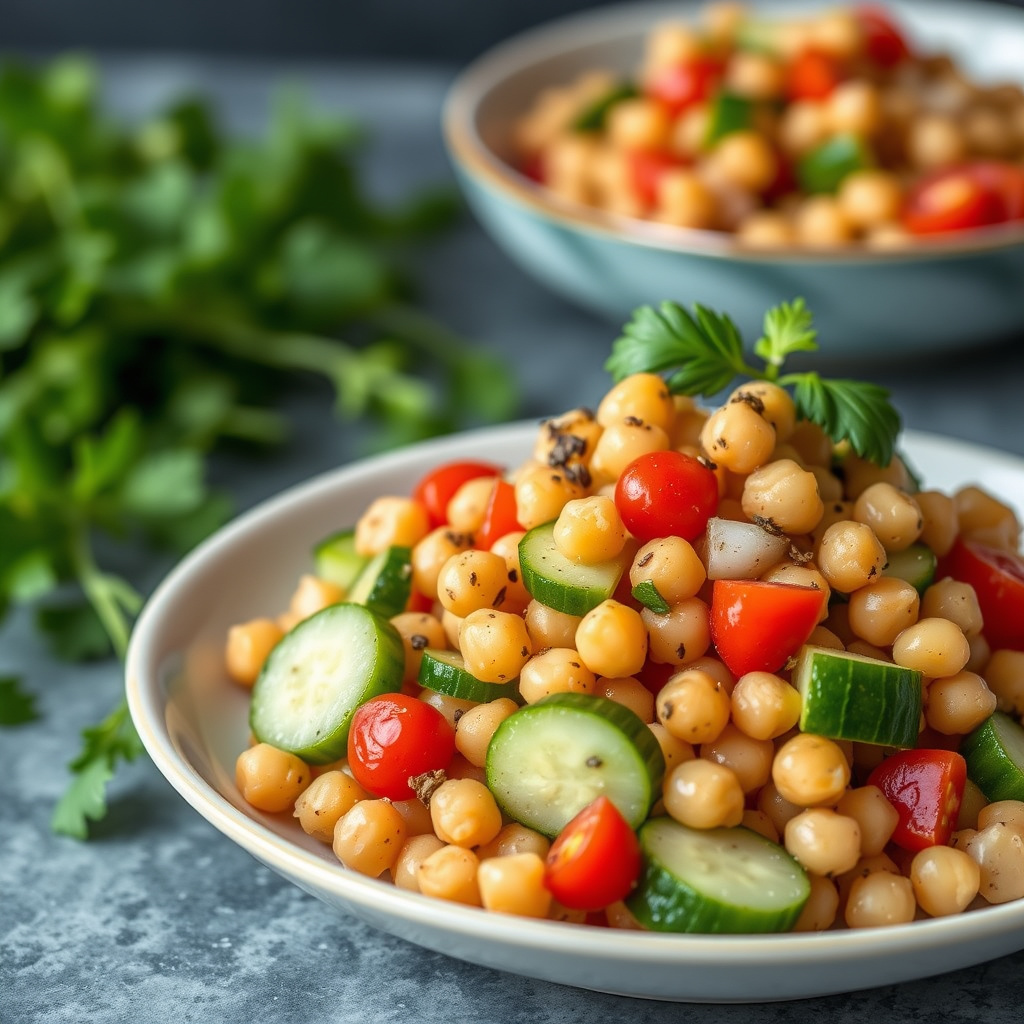 Kald kikerter- og agurksalat