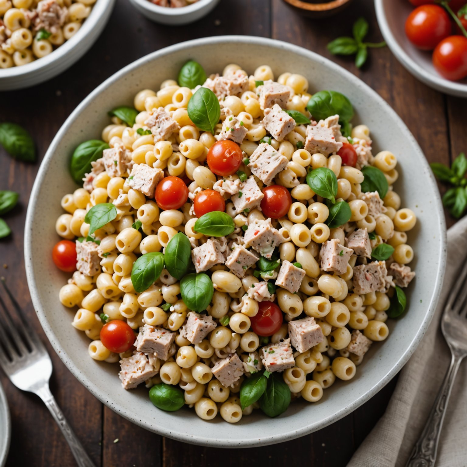 Kald makaroni- og tunfisksalat