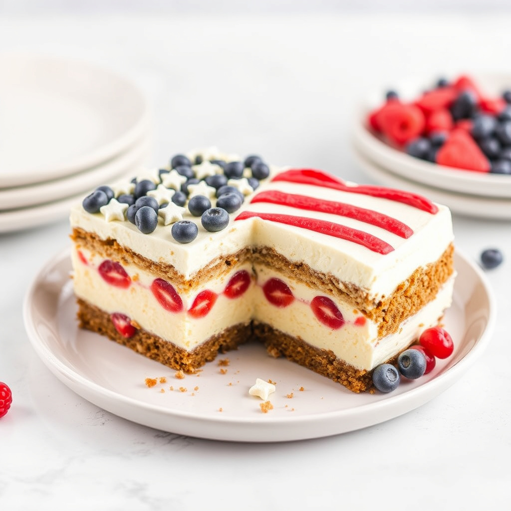 Kald ostekake med flaggdekorasjon