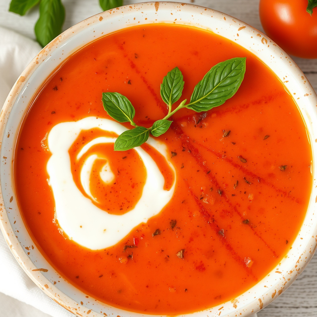 Kald tomat- og yoghurtsuppe