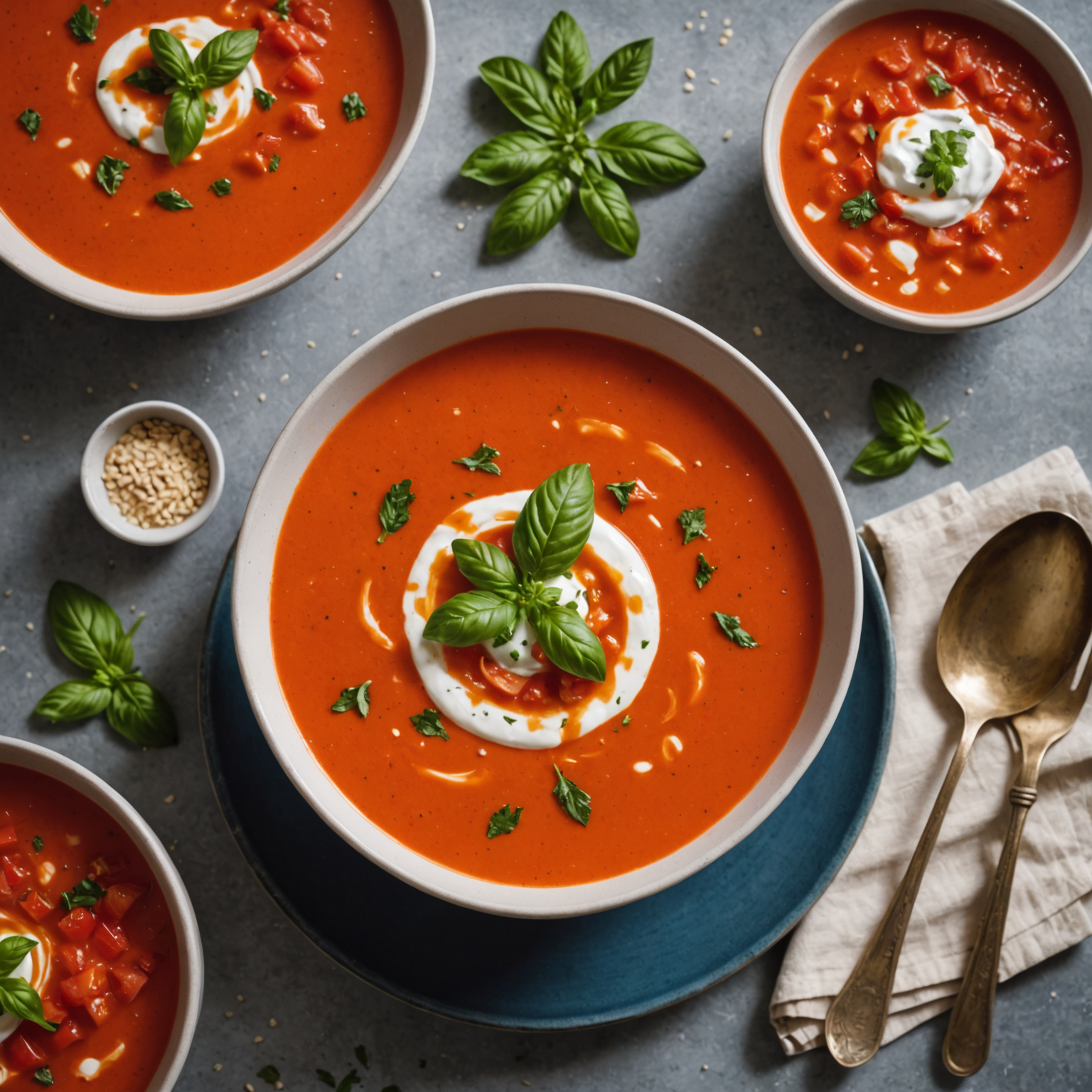 Kald tomat- og yoghurtsuppe