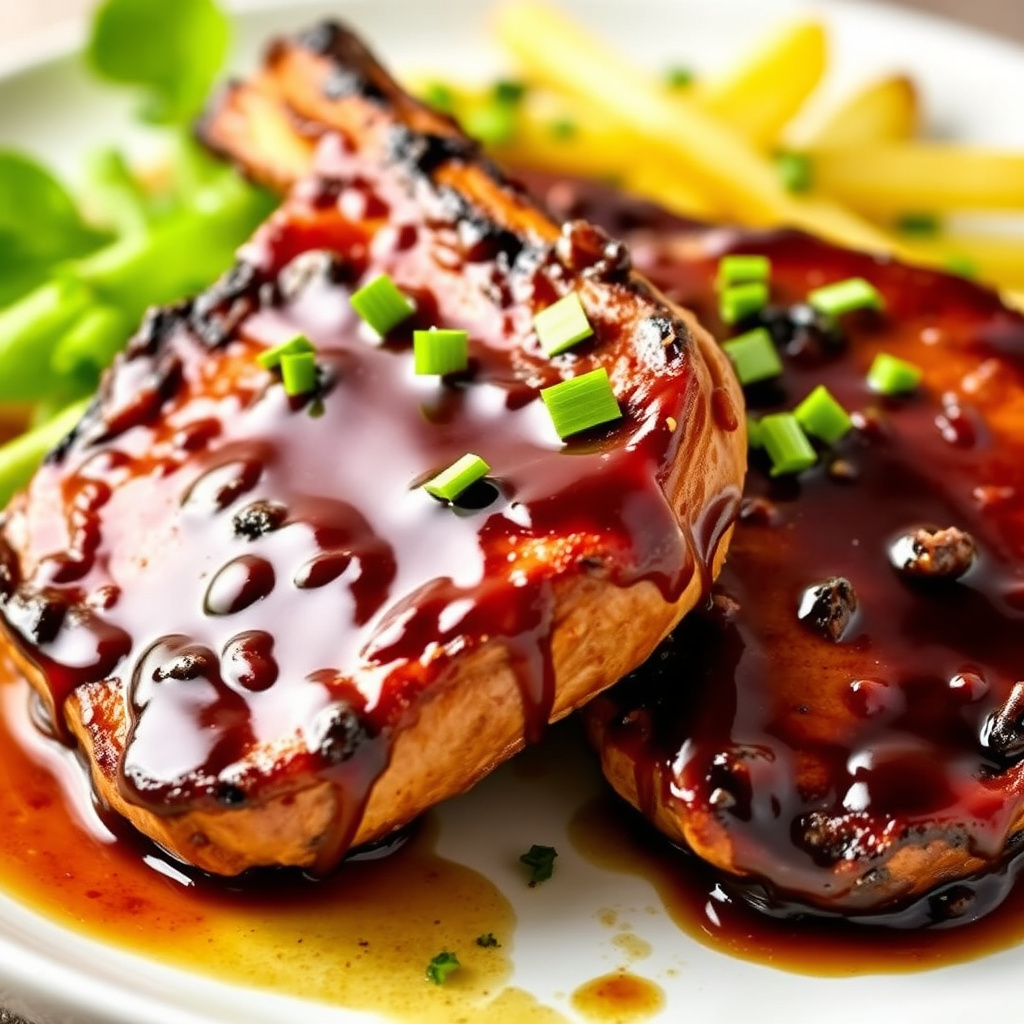 Kaldrøkte svinekoteletter med lønnesirup- og balsamico-glasur