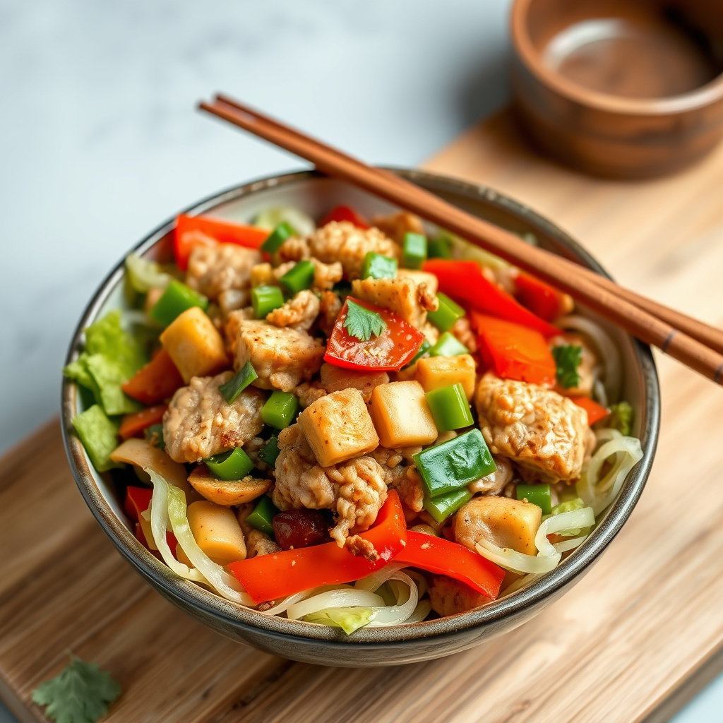 Kalkun- og grønnsaks Chow Fun