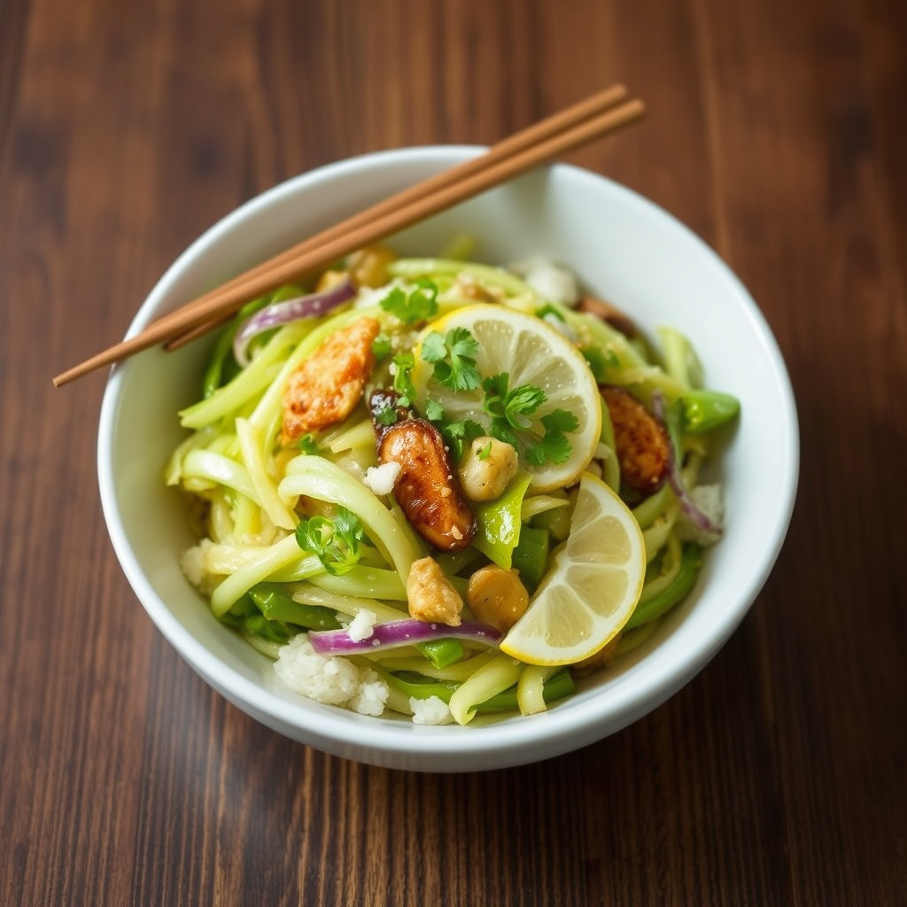 Kålstir-fry med kokos og sitron