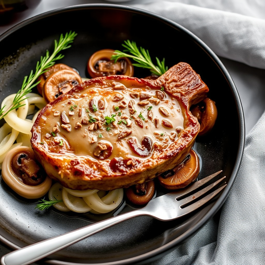 Kalvesteik med portabellaputer