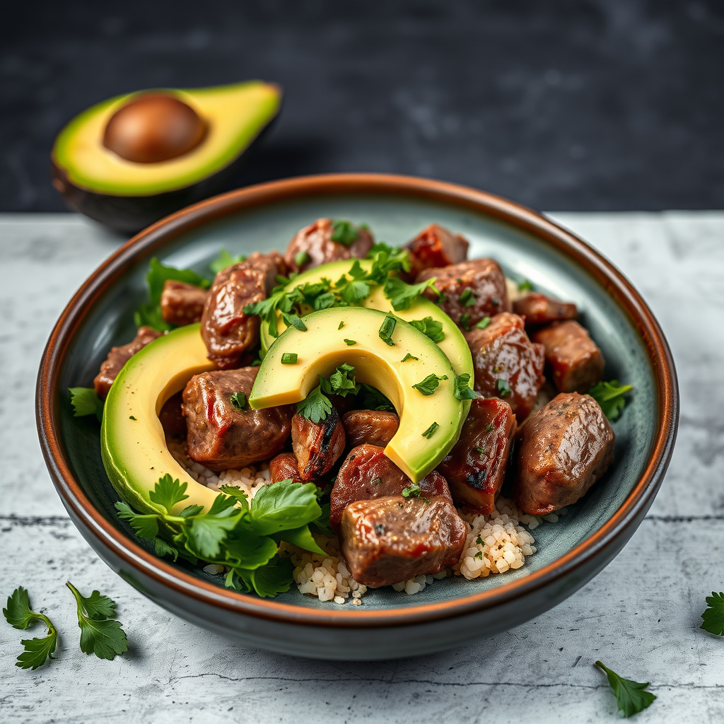 Kalvkjøtt og avokado