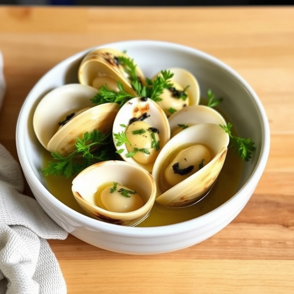 Kamskjell med eplecider