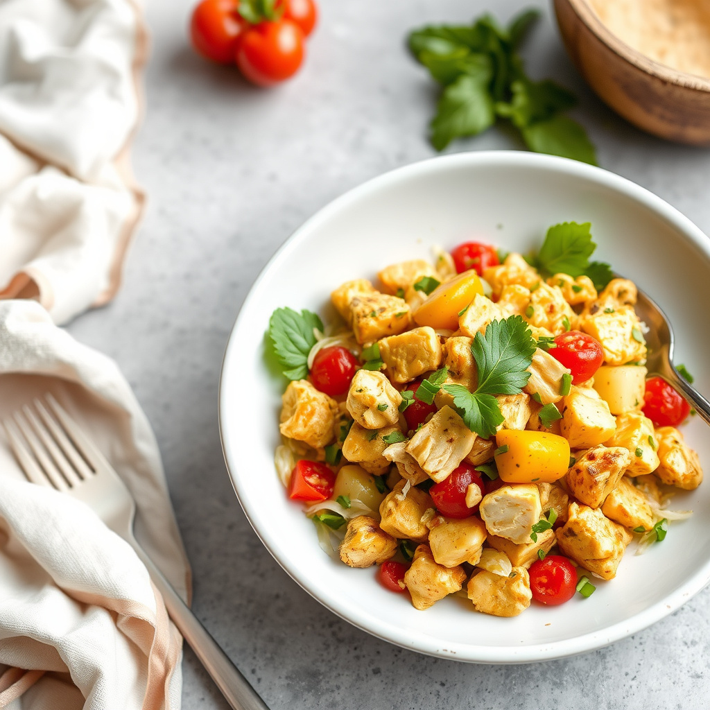 Kyllingsalat med karri og papaya