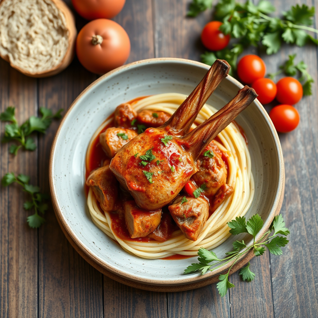 Kanin cacciatore med tomater og urter