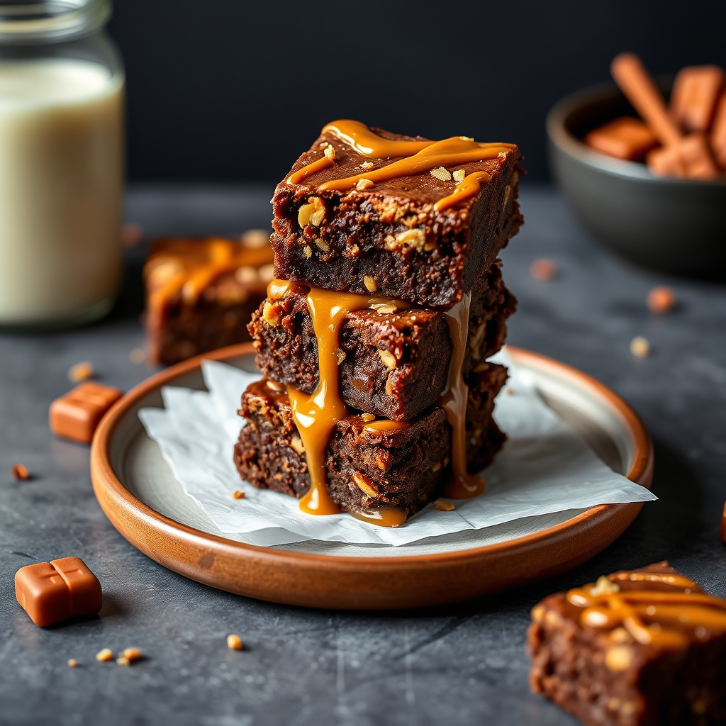 Karamell- og cashewbrownies