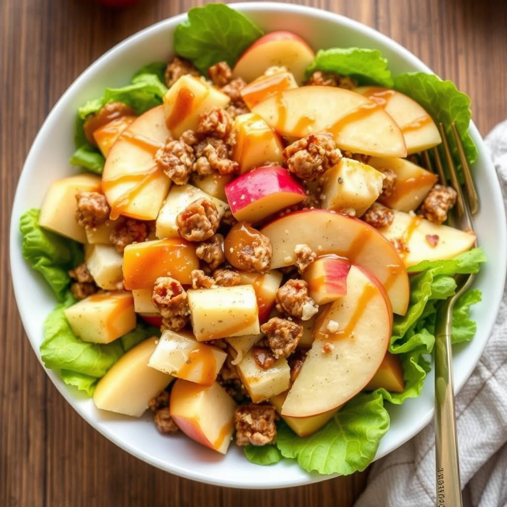 Karamell- og eplesalat med valnøtter