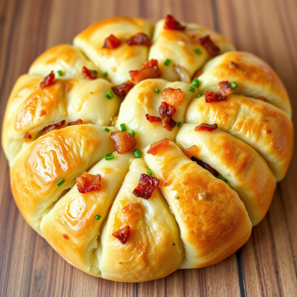 Pull-apart brød med karamellisert løk og bacon