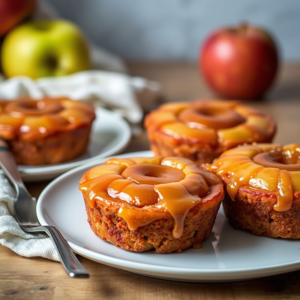 Karamelliserte eplekaker opp-ned
