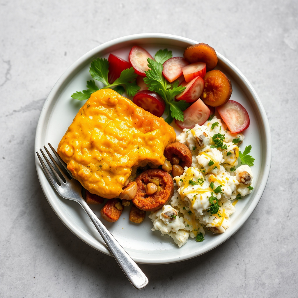 Karry-inspirert Shepherd's Pie med sennepssalat