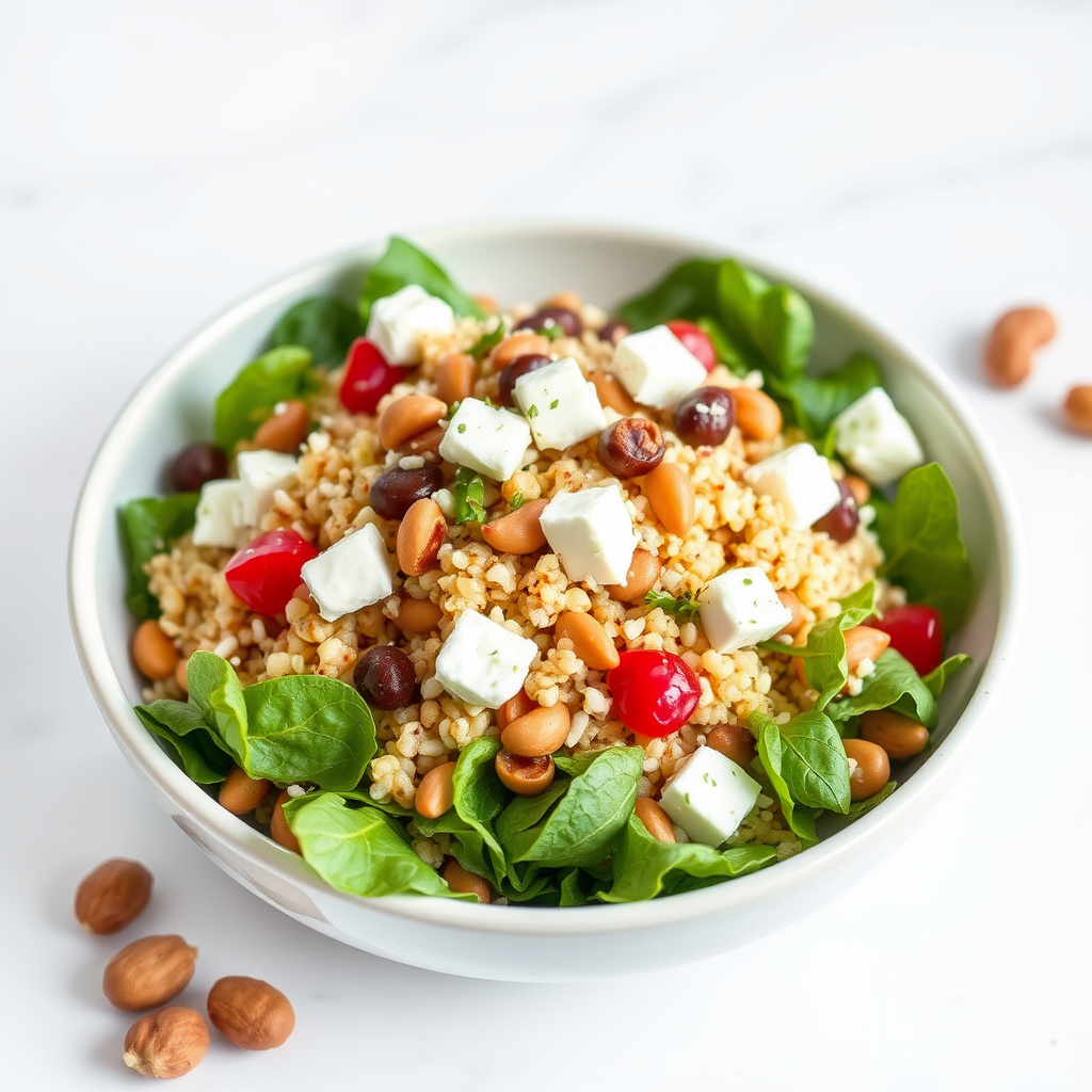 Kasha-salat med hasselnøtter og fetaost