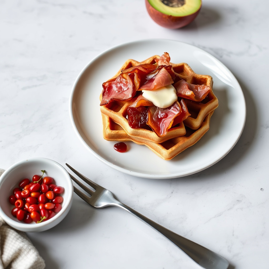 Kefirvafler med sprø prosciutto