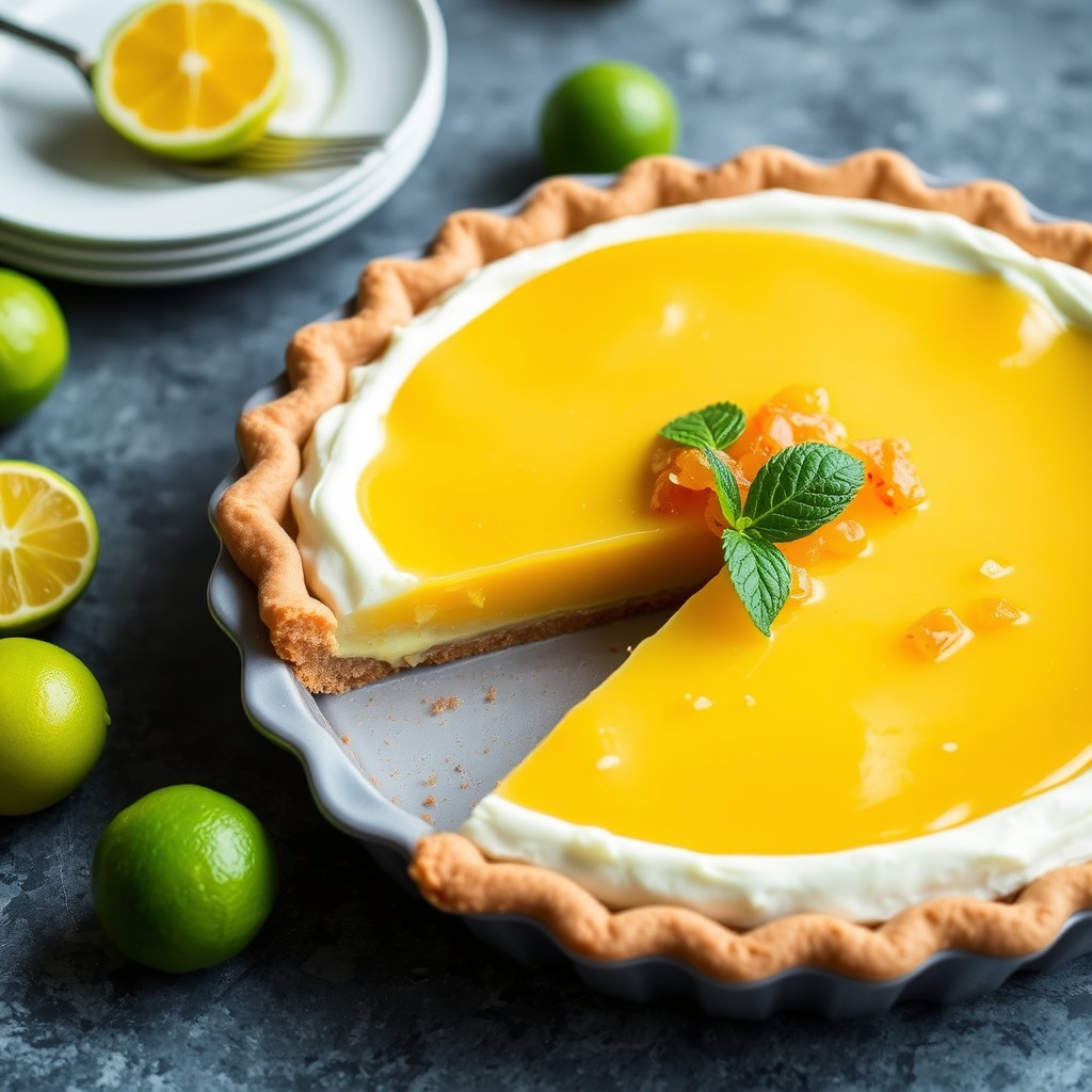 Key lime-pai med kandiserte kumquats