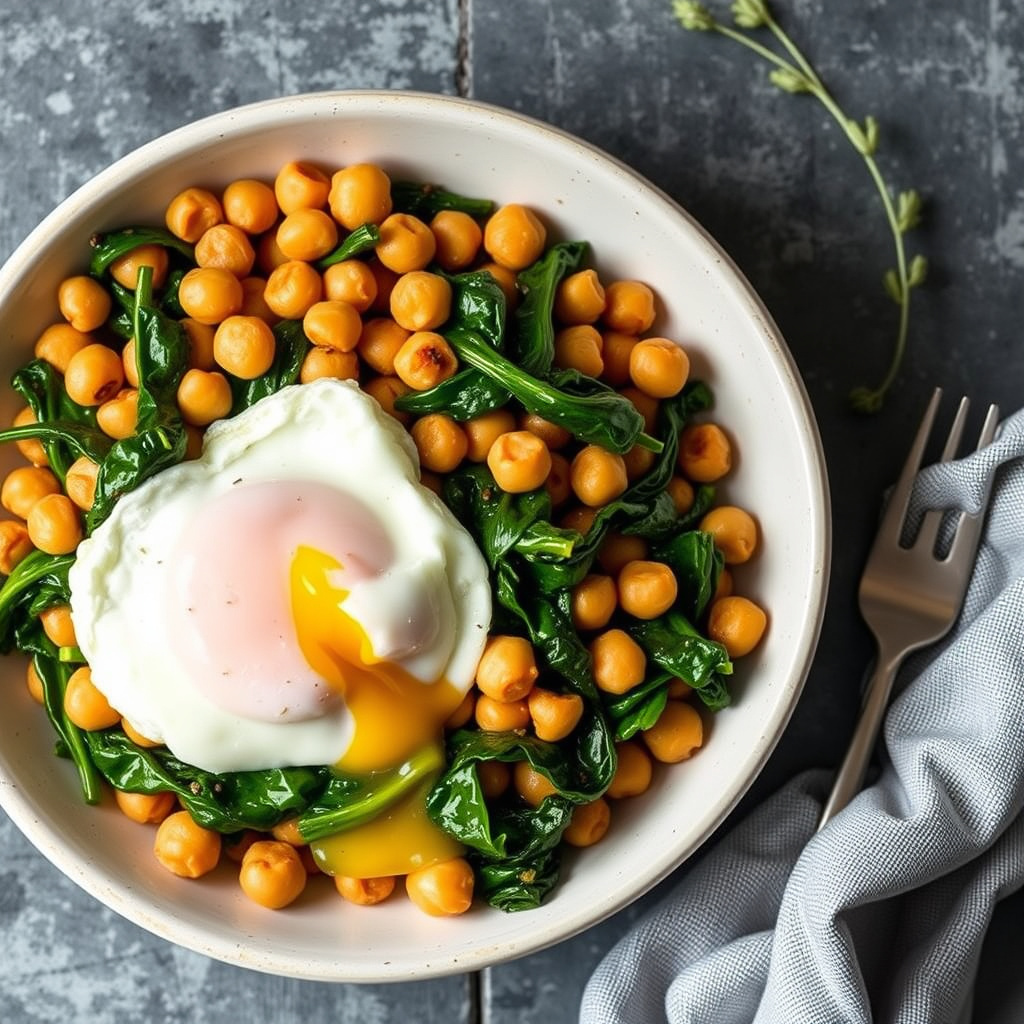 Kikerter og savoykål med posjerte egg