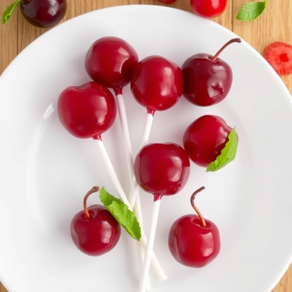 Hjemmelagde kirsebær-lollipops