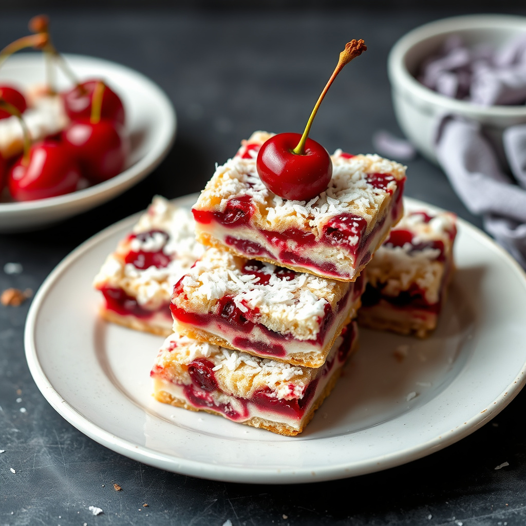 Kirsebær- og kokosbarer