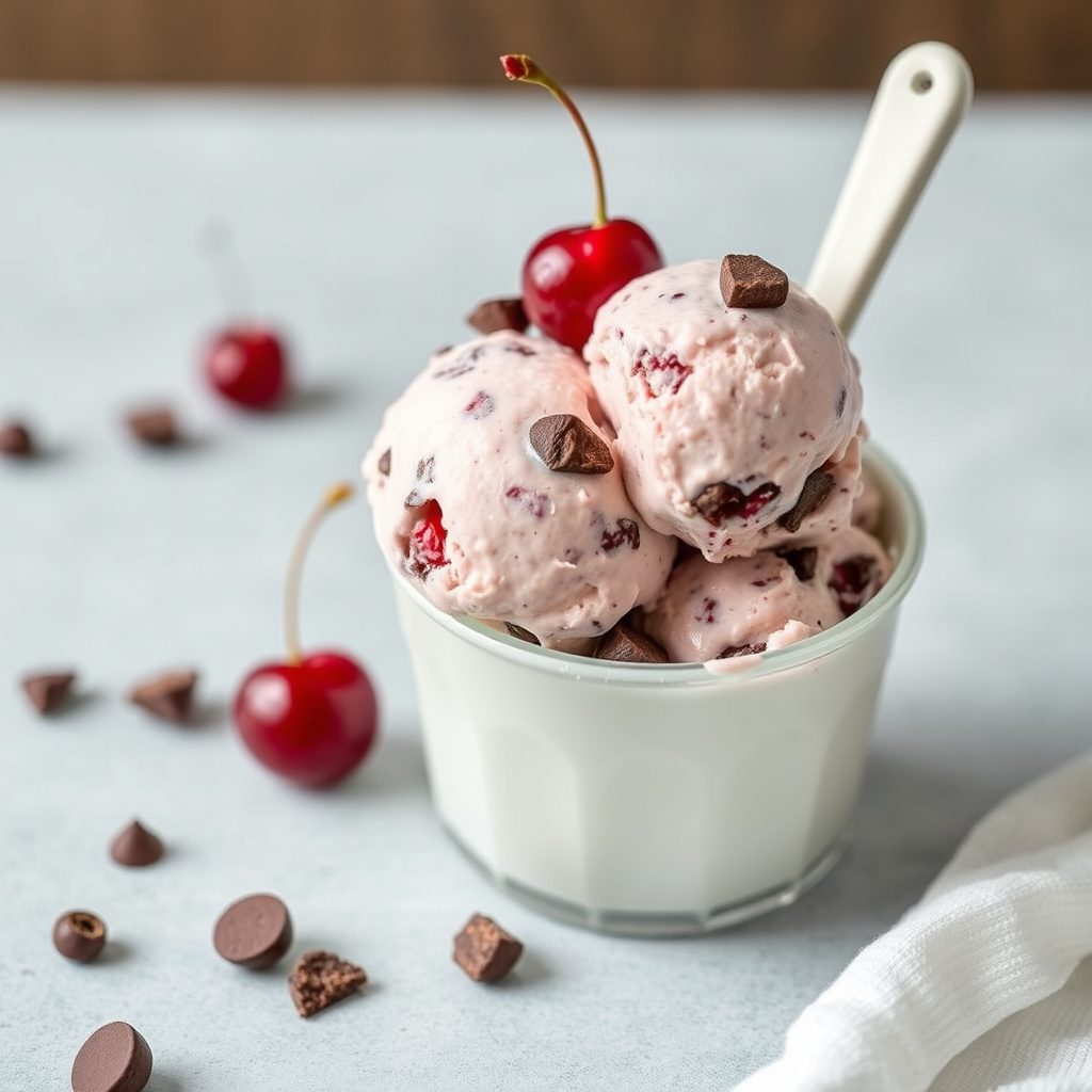 Kirsebær- og sjokoladebiter iskrem