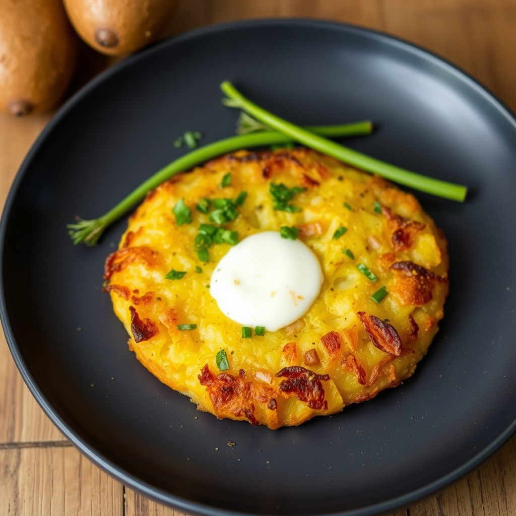 Kjempepotet- og purre-rostii