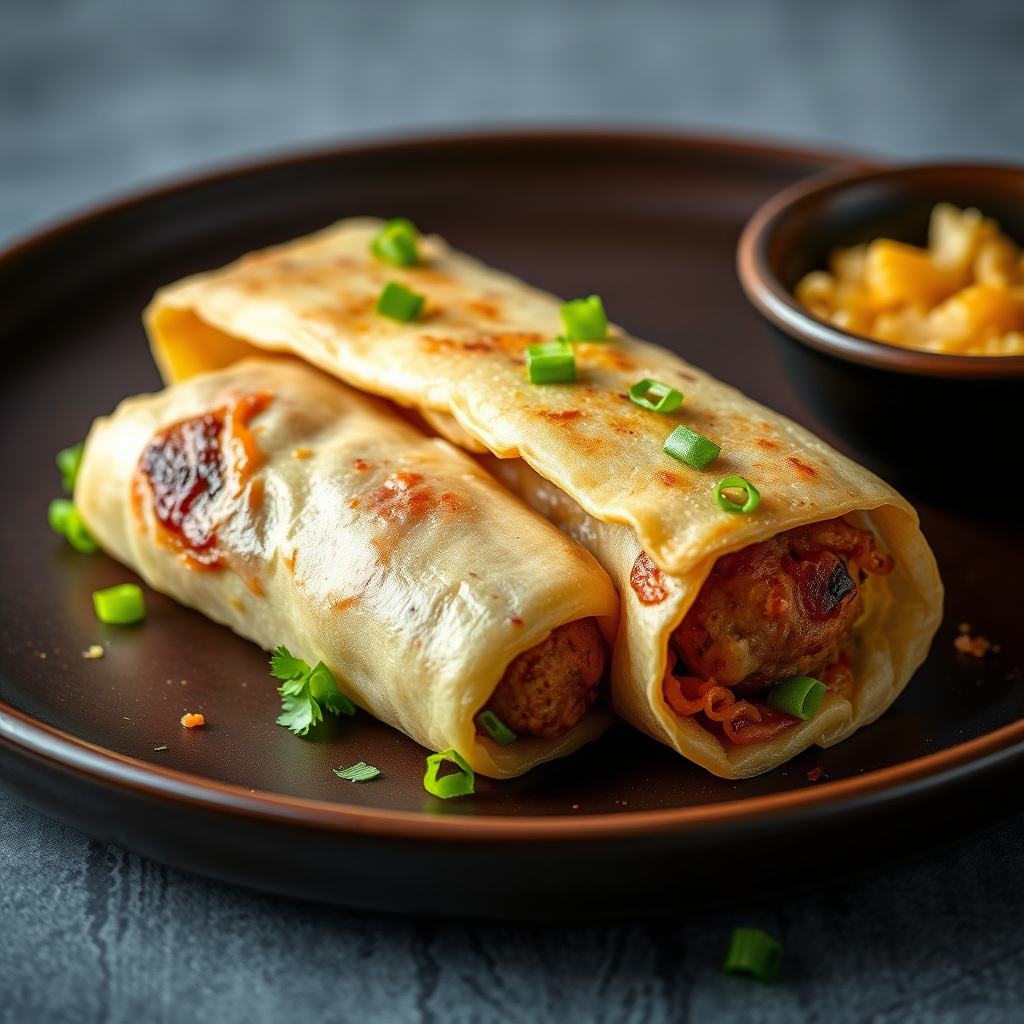 Kjøttboller i brød med eggerull