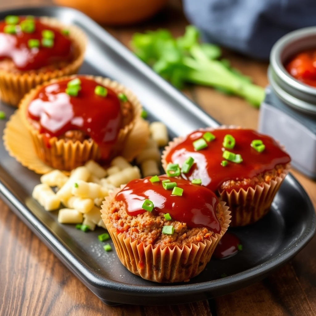 Kjøttkaker i muffins med barbecuesaus