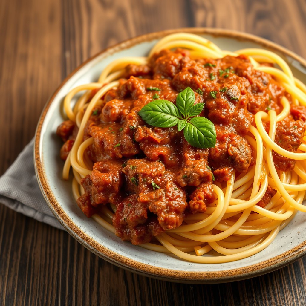 Kjøttsaus og spaghetti