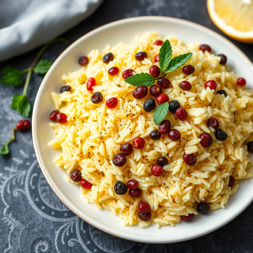 Klarst safranris med currants og pinjekjerner