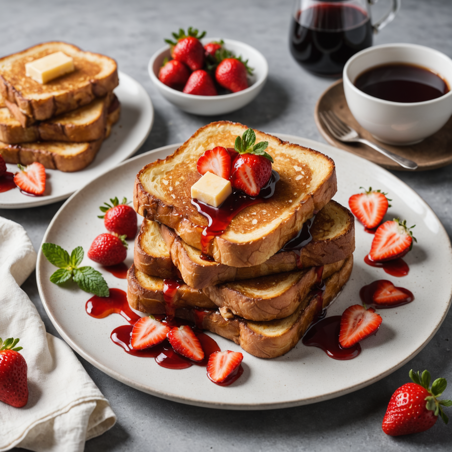 Klassisk fransk toast med jordbærsirup