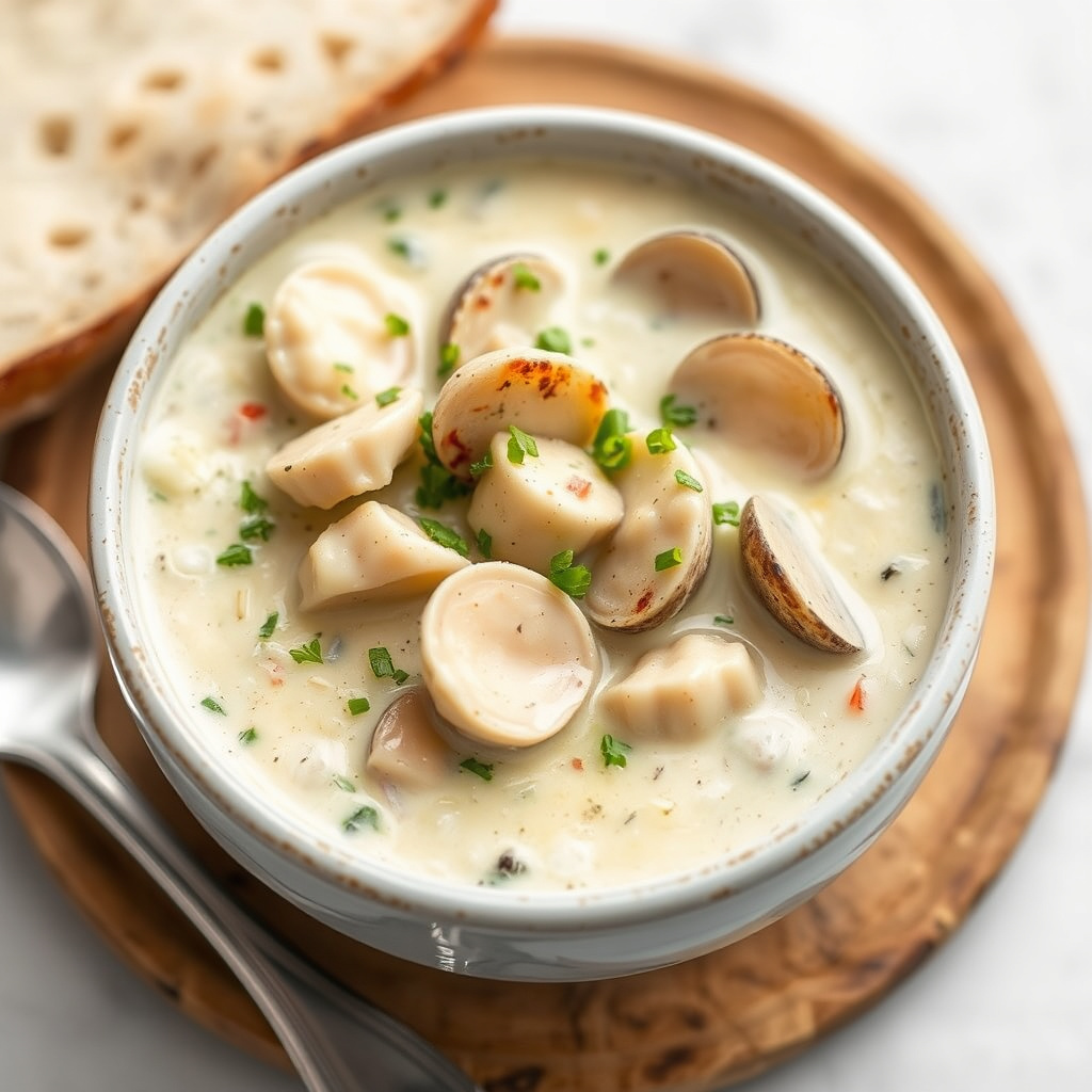 Klassisk kamskjell-suppe