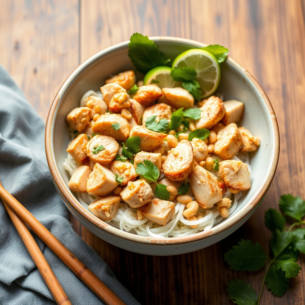 Kokos- og peanøttskål med kylling