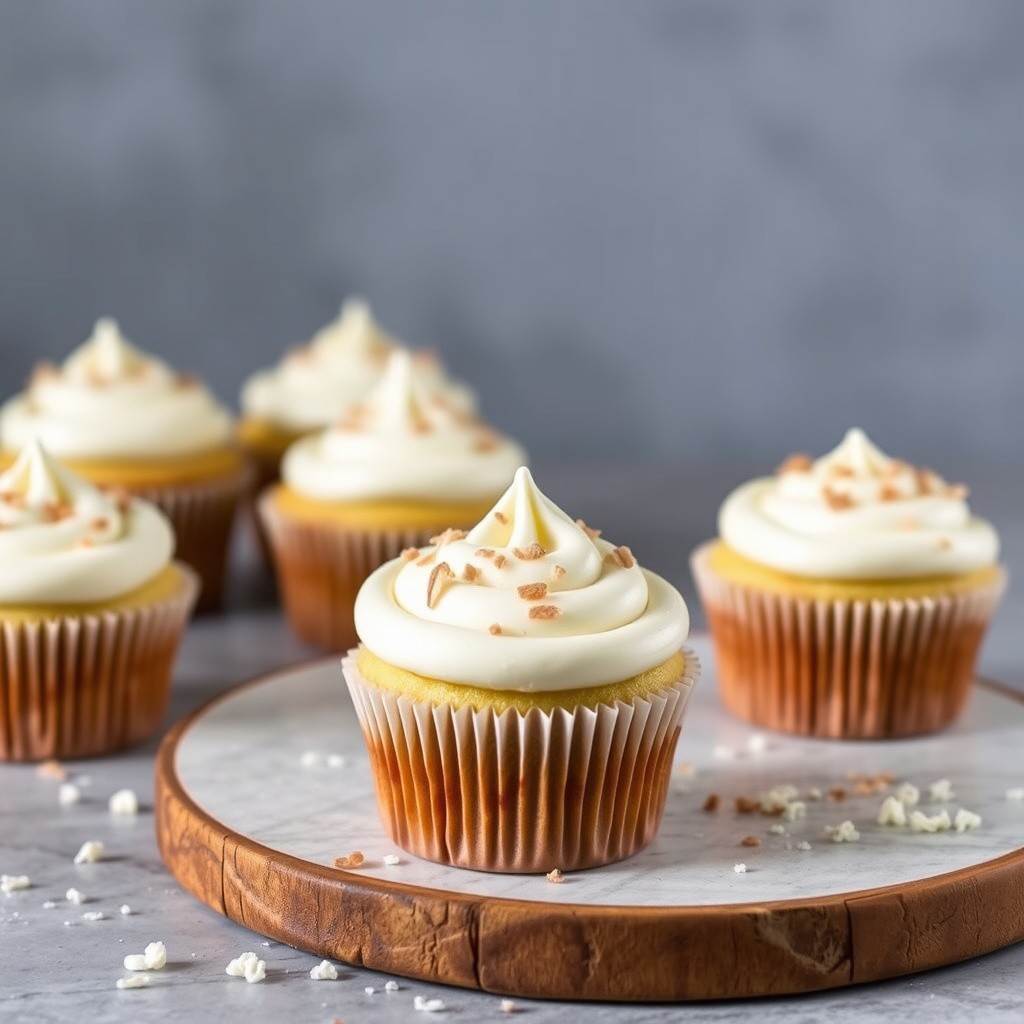 Kokoscupcakes med kremostglasur