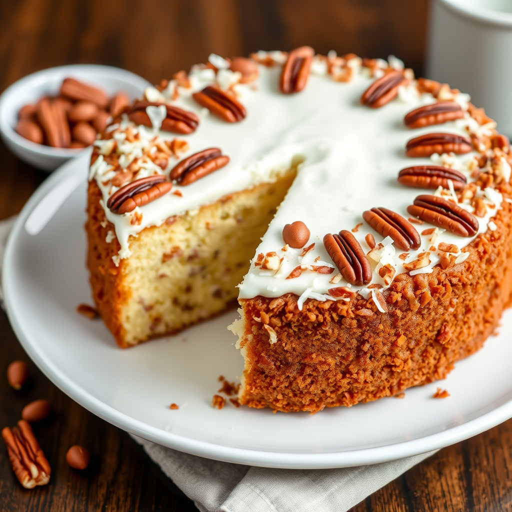 Kokosnøtt- og pekannøttkake