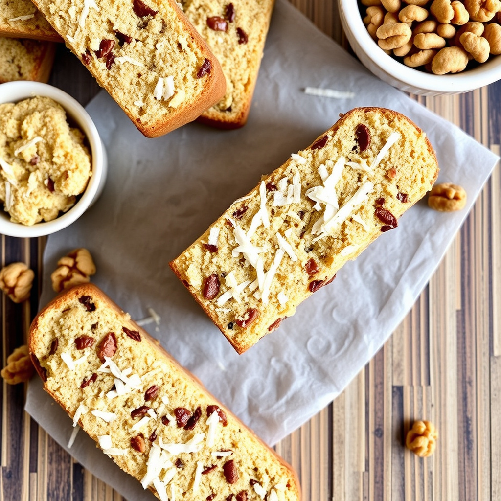 Kokosnøtt- og valnøttbiscotti