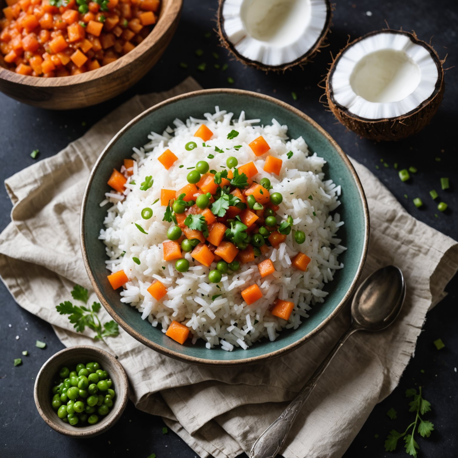 Frisk kokosnøttrelish med sennepsfrø