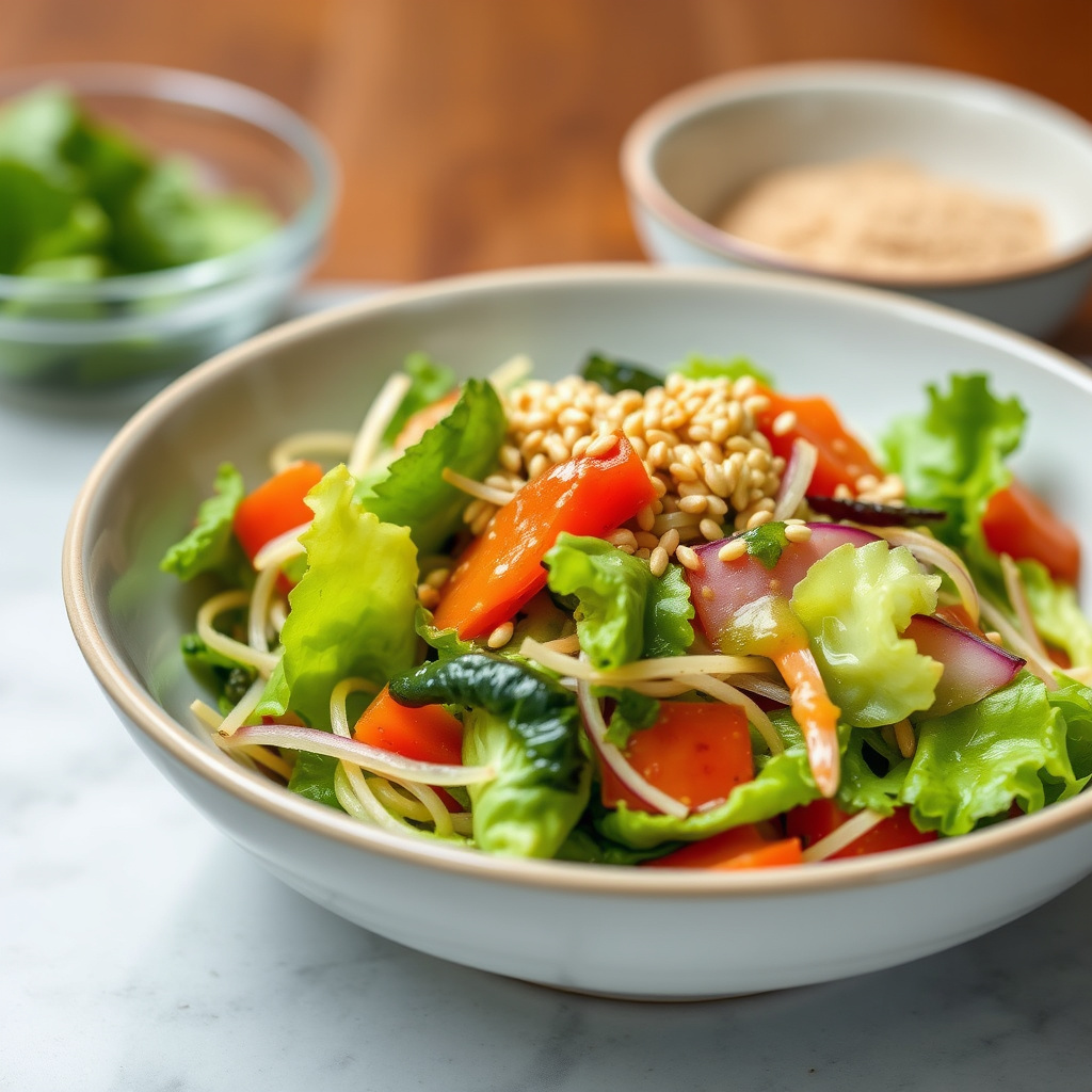 Koreansk salat med sesamdressing