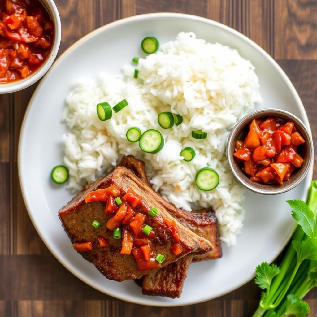 Koreanske korte ribber med agurk-kimchi