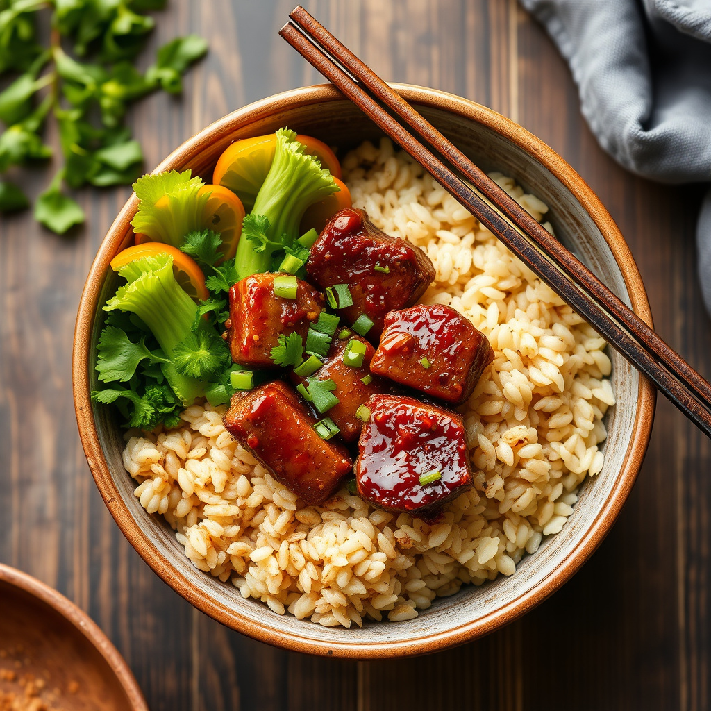 Koreanske-style grain bowls med krydret marinert biff