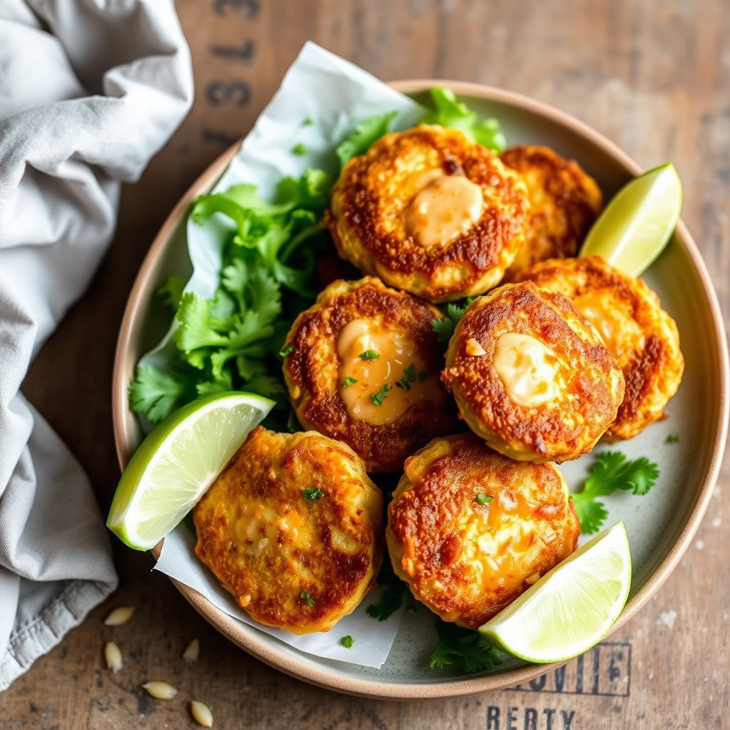 Krabbefritters med krydret limesaus