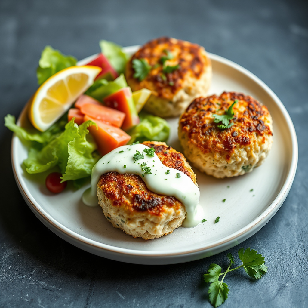 Krabbekaker med krydret urte-tartarsaus