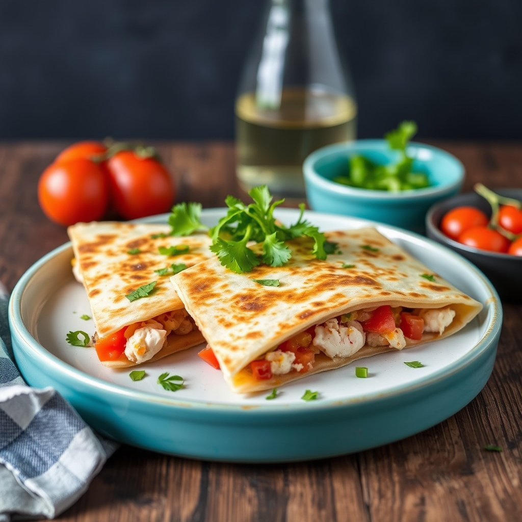 Krabbekrem og tomatquesadillas