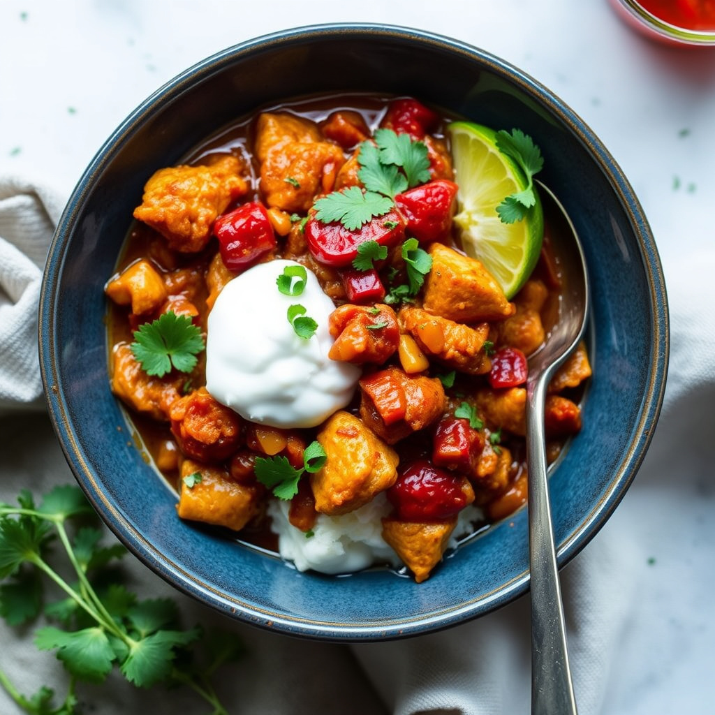 Kraftig kylling- og chorizo-chili