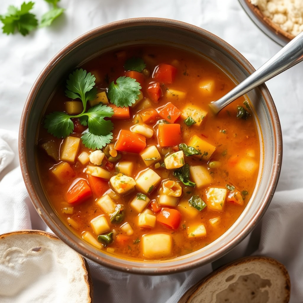 Kraftig vegetarisk grønnsakssuppe (rask og enkel)